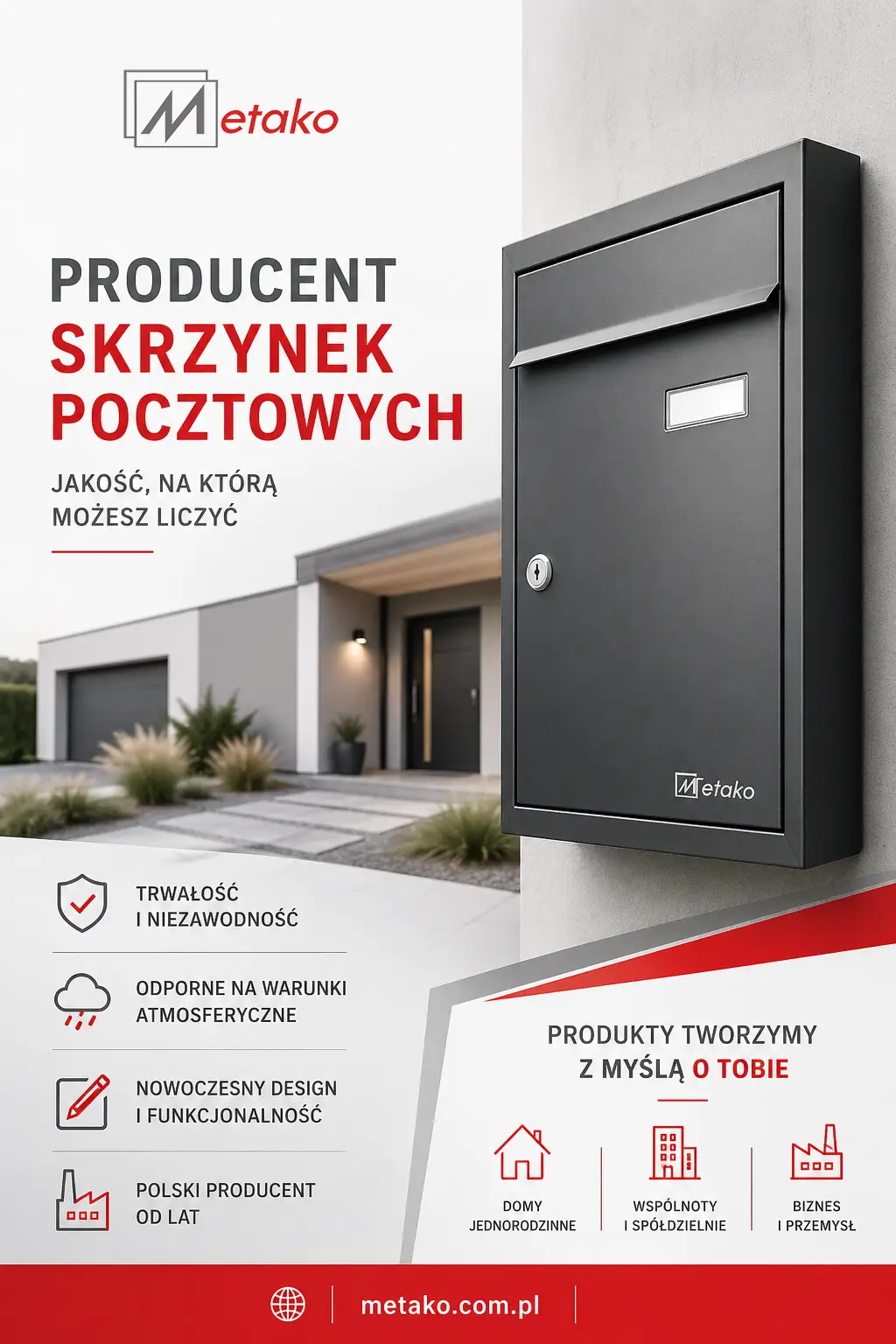 Producent skrzynek pocztowych Metako – nowoczesne skrzynki na listy
