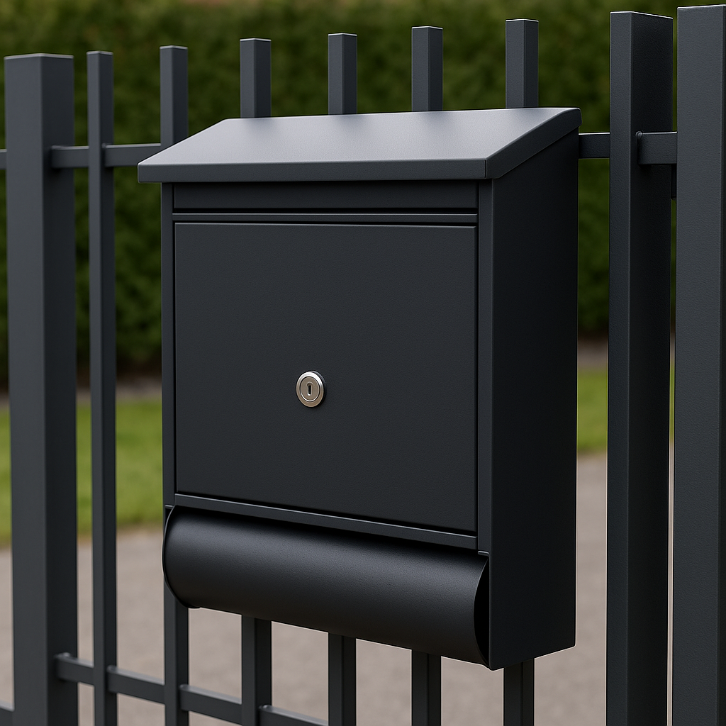 Skrzynka na listy na ogrodzenie panelowe w kolorze antracyt RAL 7016